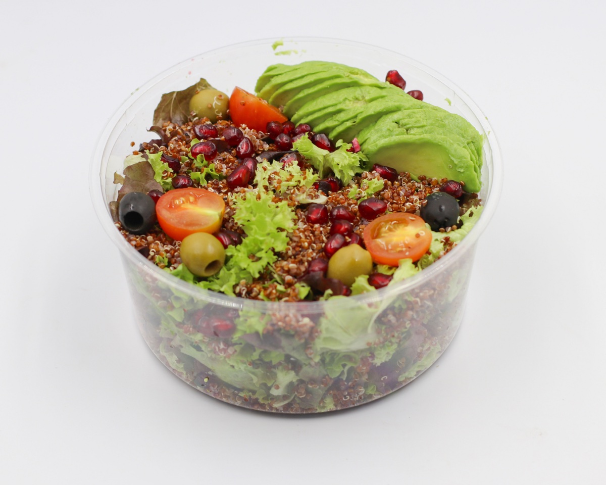Quinoa, avocado and pomegranate bowl