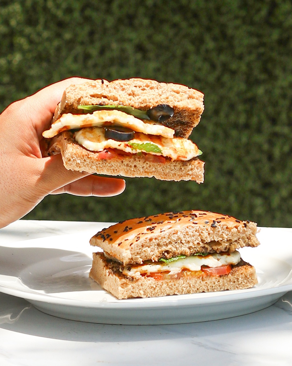 Halloumi sandwich on seeded bread